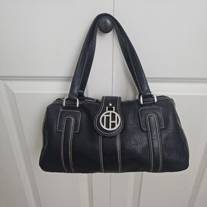 Tommy Hilfiger Black Faux  Leather Shoulder Bag Y2k